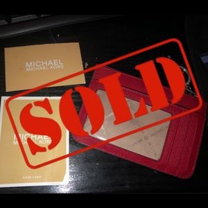 MICHAEL KORS Jet Set Travel Coin Key Wallet - Red